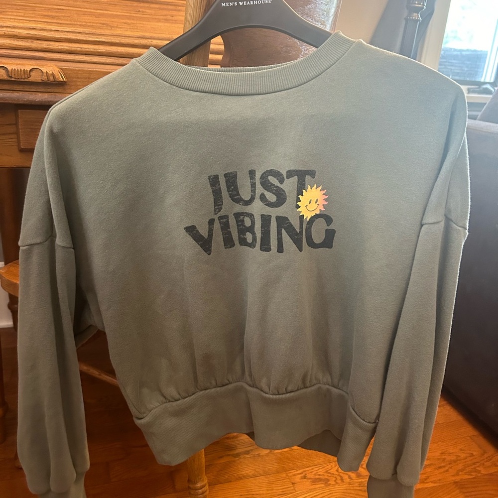 Cropped olive sweatshirt Old Navy small